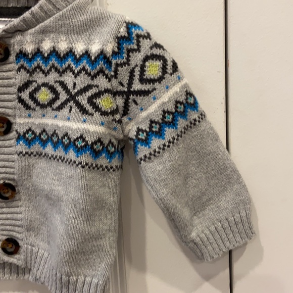 Carter’s Grey, Black, Blue & White Knit Button Up Sweater - Picture 5 of 8